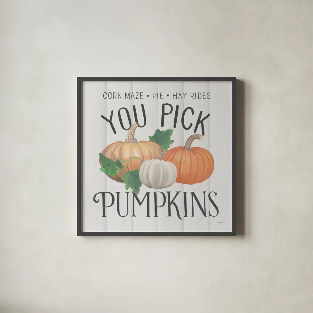 Fall at the Farm VII by James Wiens. Shown in a sleek black glass frame for a contemporary gallery look. Available as an archival giclee rolled canvas, fine art paper, or poster print. SKU 79921a.