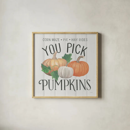 Fall at the Farm VII by James Wiens. Shown in a natural wood glass frame for a timeless modern aesthetic. Available as an archival giclee rolled canvas, fine art paper, or poster print. SKU 79921a.