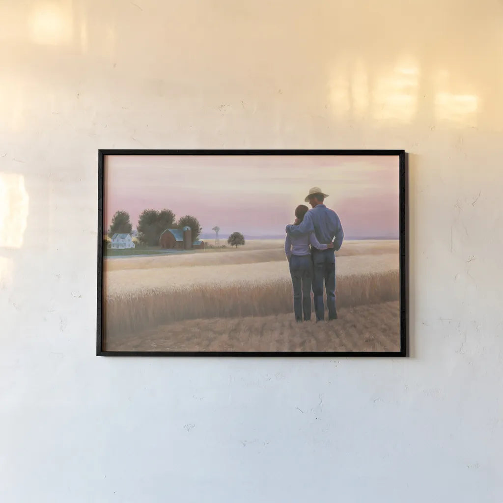 Family Farm by James Wiens. shown as a paper print in a black flame. Available as a archival giclee rolled canvas, fine art paper, or poster print. SKU 34881i.