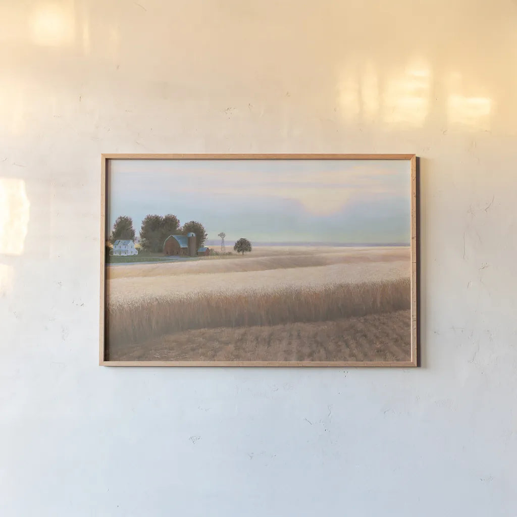 Family Farm No Couple by James Wiens. shown as a paper print in a natural frame. Available as a archival giclee rolled canvas, fine art paper, or poster print. SKU 35297i.