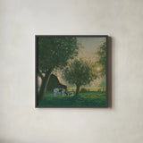 Farm Life IV by James Wiens. Shown in a sleek black glass frame for a contemporary gallery look. Available as an archival giclee rolled canvas, fine art paper, or poster print. SKU 32389a.
