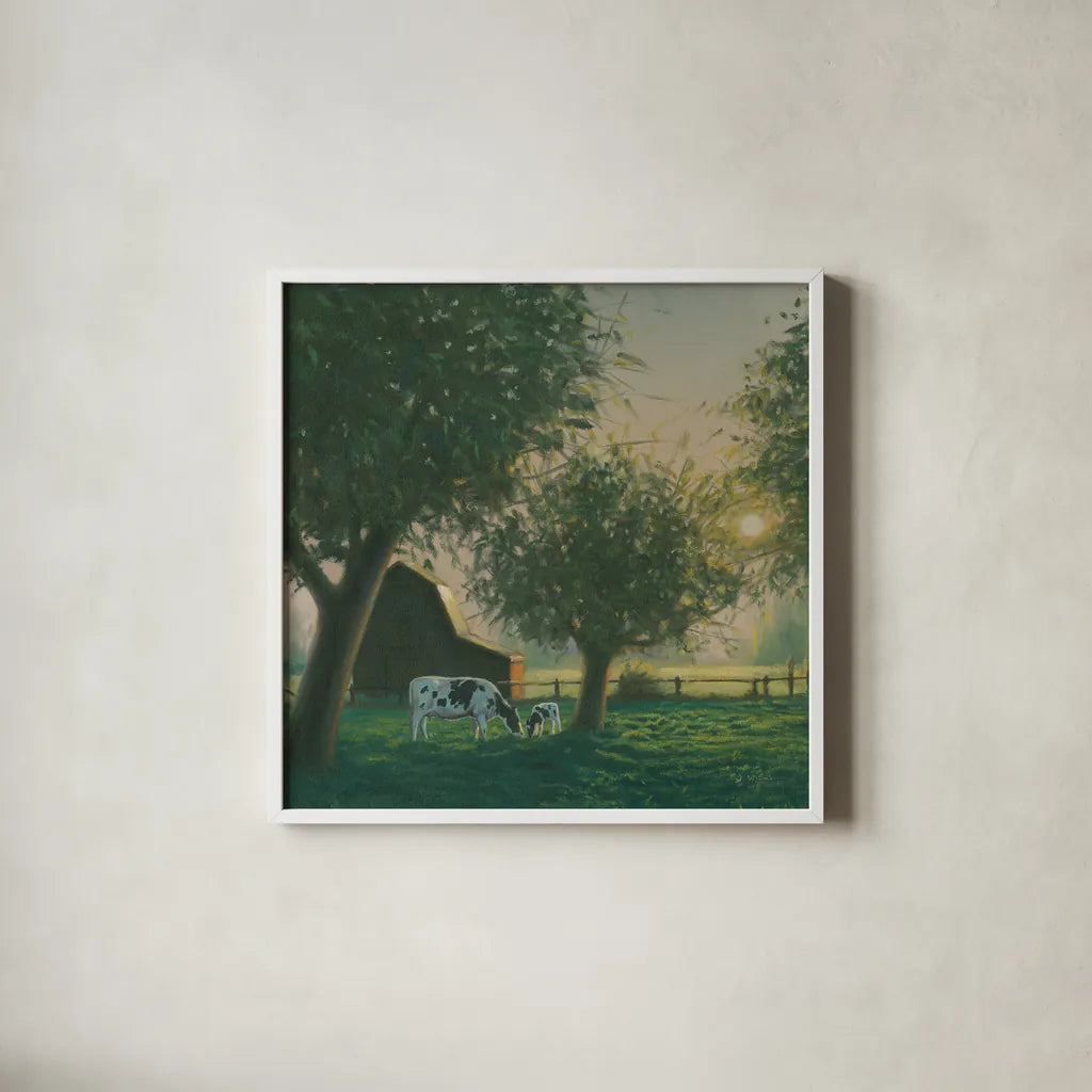 Farm Life IV by James Wiens. Shown in a crisp white glass frame for a clean and minimalist style. Available as an archival giclee rolled canvas, fine art paper, or poster print. SKU 32389a.