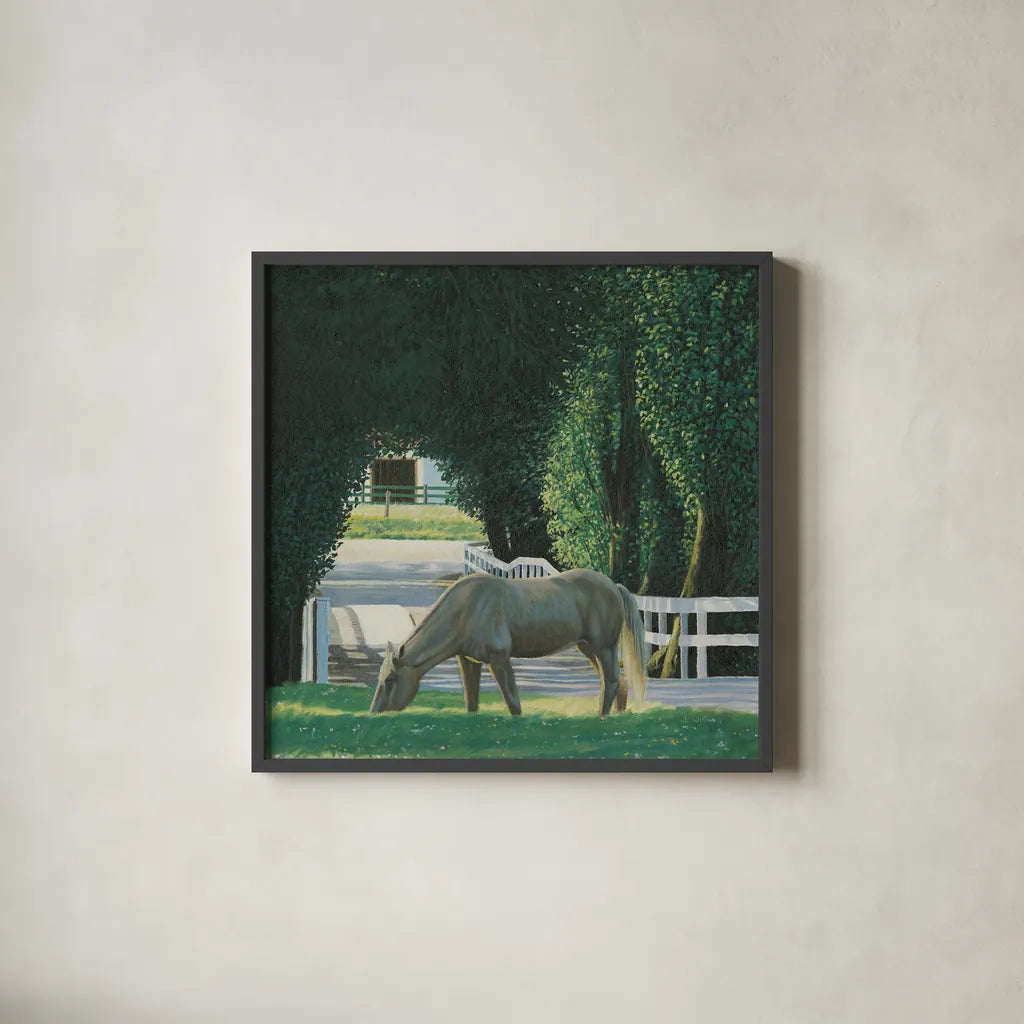 Farm Life VI by James Wiens. Shown in a sleek black glass frame for a contemporary gallery look. Available as an archival giclee rolled canvas, fine art paper, or poster print. SKU 32391a.