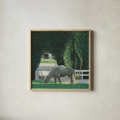 Farm Life VI by James Wiens. Shown in a natural wood glass frame for a timeless modern aesthetic. Available as an archival giclee rolled canvas, fine art paper, or poster print. SKU 32391a.