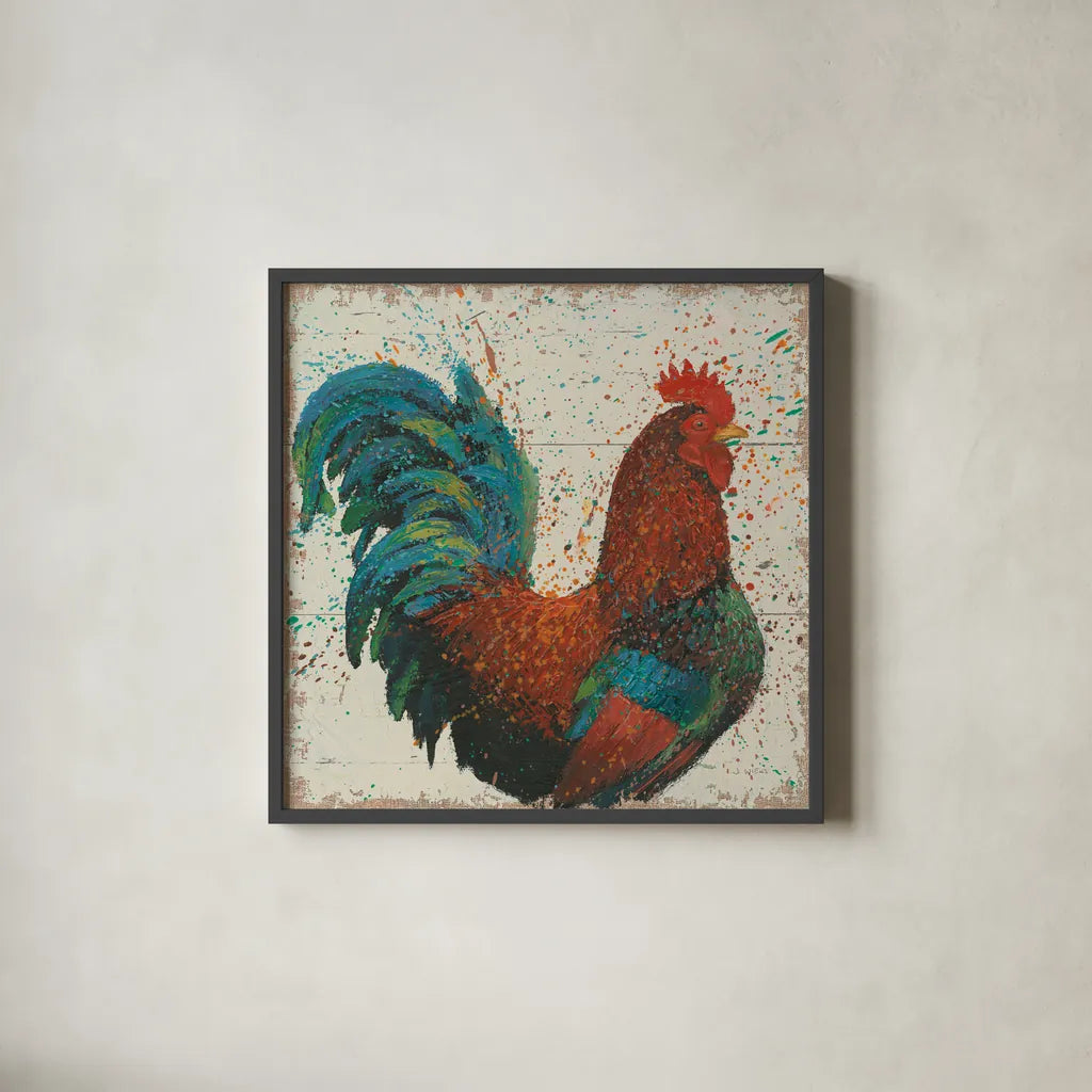 Farm Proud I by James Wiens. Shown in a sleek black glass frame for a contemporary gallery look. Available as an archival giclee rolled canvas, fine art paper, or poster print. SKU 20447a.