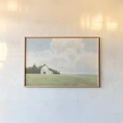 Field and Sky v2 by James Wiens. shown as a paper print in a natural frame. Available as a archival giclee rolled canvas, fine art paper, or poster print. SKU 56406i.