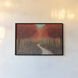 Forest Pathway by James Wiens. shown as a paper print in a black flame. Available as a archival giclee rolled canvas, fine art paper, or poster print. SKU 20463i.
