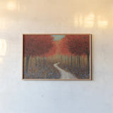 Forest Pathway by James Wiens. shown as a paper print in a natural frame. Available as a archival giclee rolled canvas, fine art paper, or poster print. SKU 20463i.