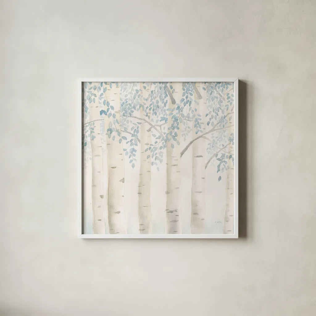 Fresh Forest Crop II by James Wiens. Shown in a crisp white glass frame for a clean and minimalist style. Available as an archival giclee rolled canvas, fine art paper, or poster print. SKU 60289a.