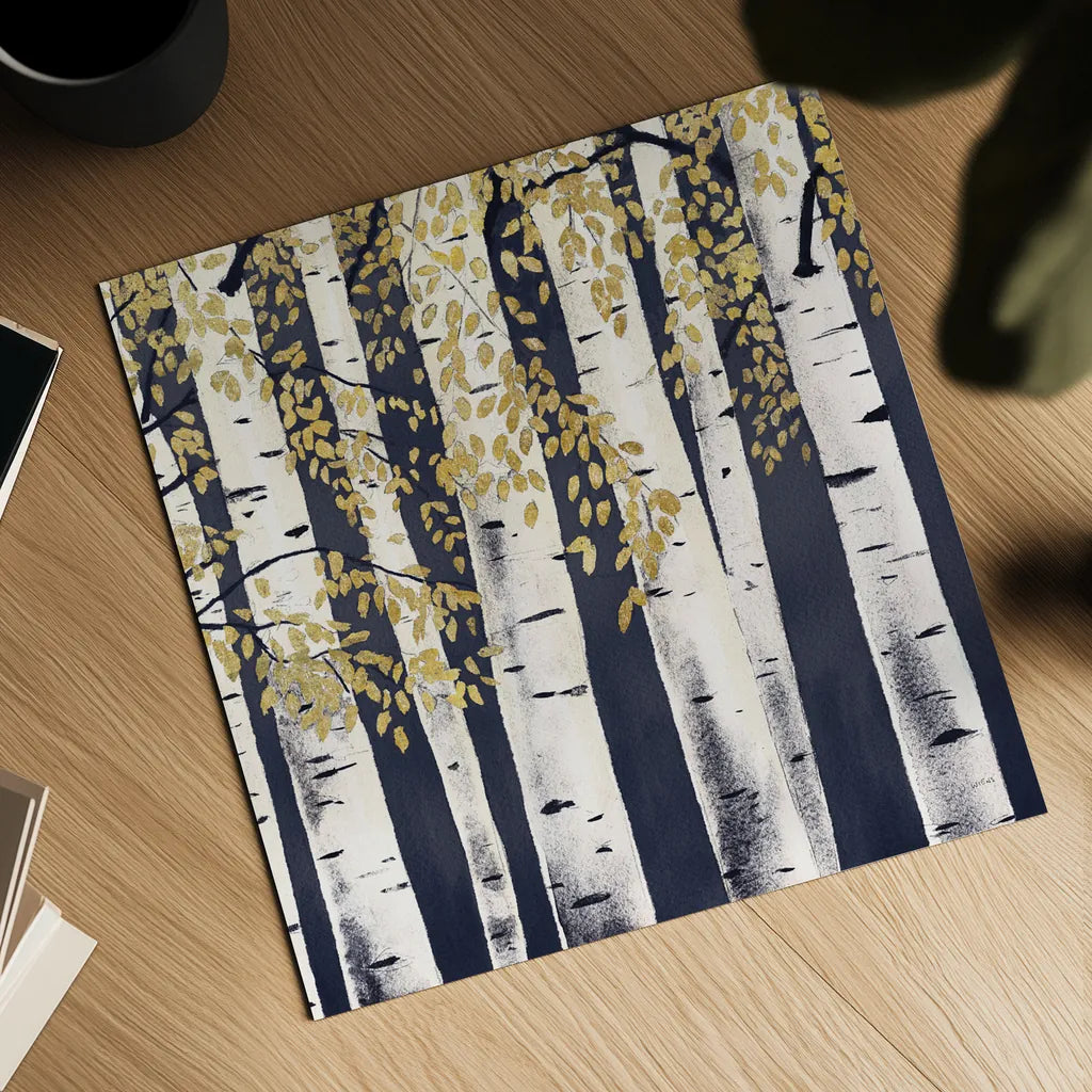 Fresh Forest Indigo III by James Wiens. Shown as a detailed flat fine art print, highlighting archival giclee quality. Available as an archival giclee rolled canvas, fine art paper, or poster print. SKU 56167a.