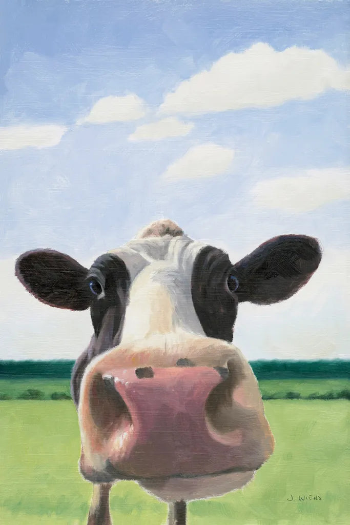 Funny Cow by James Wiens. SKU 76092h. Archival Giclee Fine art print for wall decor.