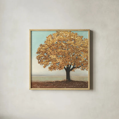 Gold Reflections I by James Wiens. Shown in a natural wood glass frame for a timeless modern aesthetic. Available as an archival giclee rolled canvas, fine art paper, or poster print. SKU 17420a.