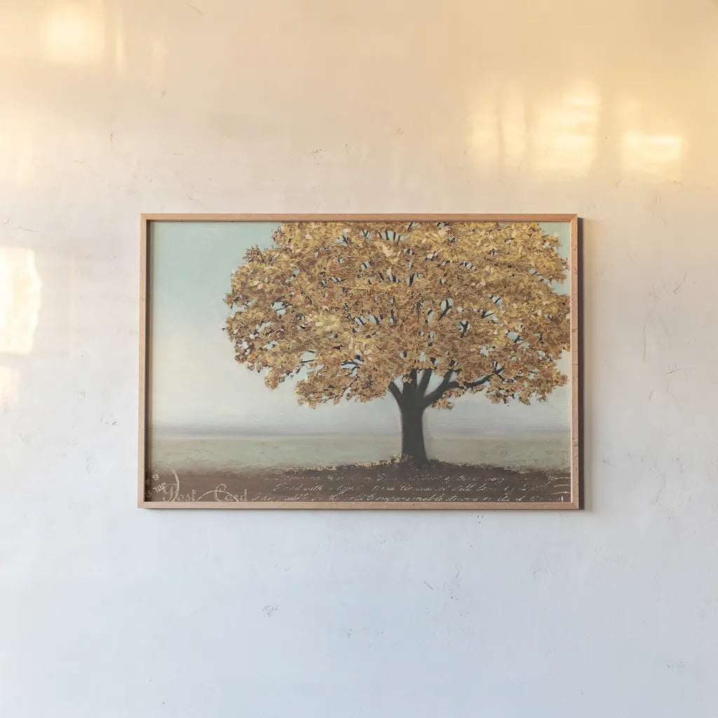 Gold Reflections I Landscape by James Wiens. shown as a paper print in a natural frame. Available as a archival giclee rolled canvas, fine art paper, or poster print. SKU 20471i.