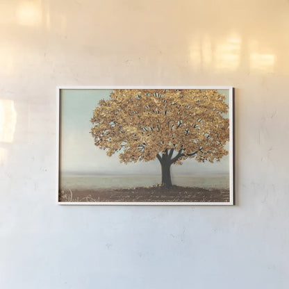 Gold Reflections I Landscape by James Wiens. shown as a paper print in a white frame. Available as a archival giclee rolled canvas, fine art paper, or poster print. SKU 20471i.