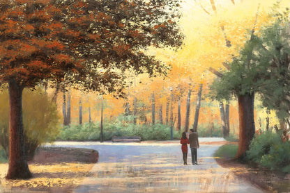 Golden Autumn Stroll by James Wiens. SKU 33148i. Archival Giclee Fine art print for wall decor.