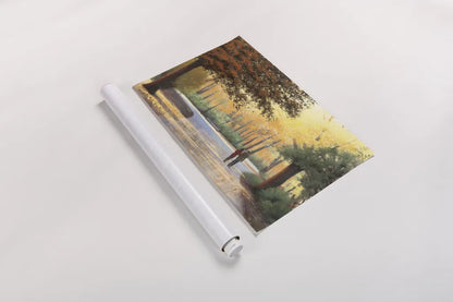 Golden Autumn Stroll by James Wiens. shown as a rolled paper print. Available as archival giclee rolled canvas, fine art paper, or poster print. SKU 33148i.