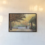 Golden Autumn Stroll by James Wiens. shown as a paper print in a black flame. Available as a archival giclee rolled canvas, fine art paper, or poster print. SKU 33148i.