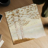 Golden Birch I Off White by James Wiens. Shown as a detailed flat fine art print, highlighting archival giclee quality. Available as an archival giclee rolled canvas, fine art paper, or poster print. SKU 28714a.
