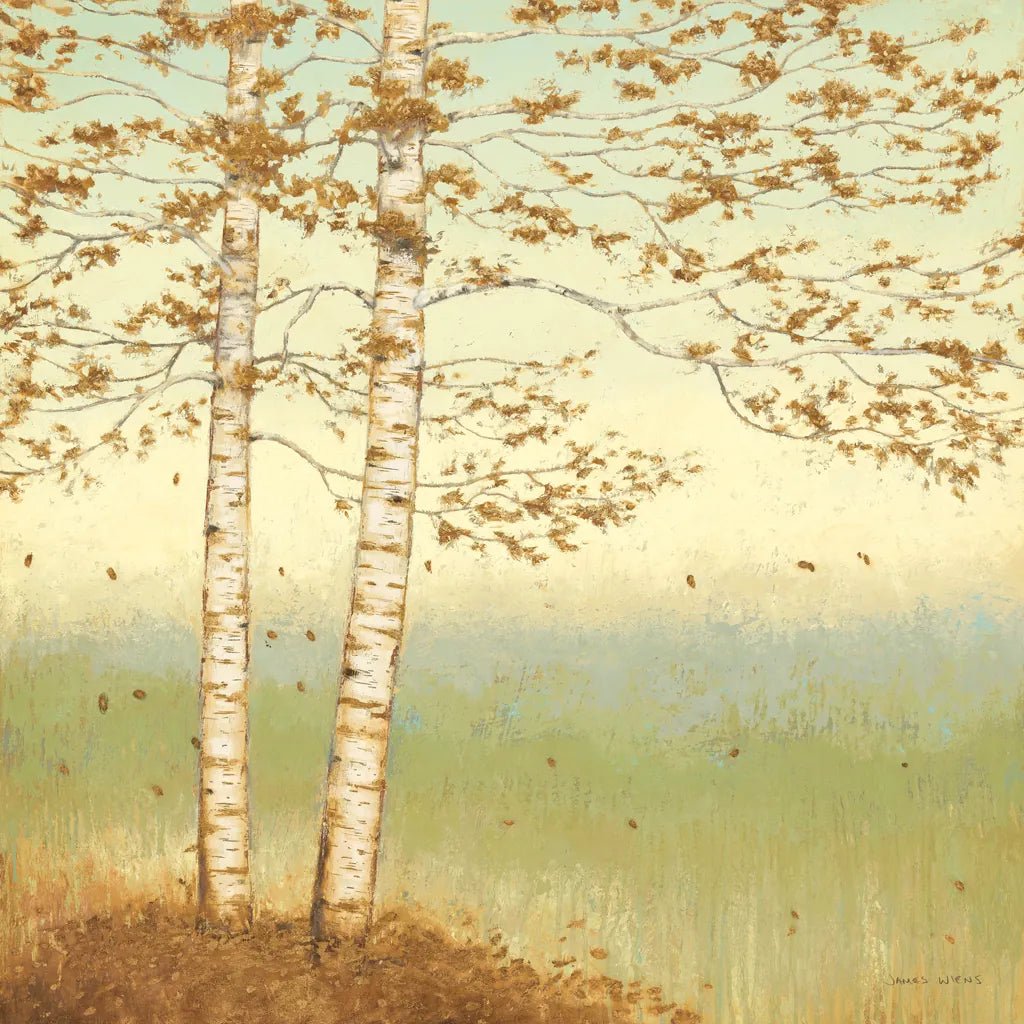 Golden Birch I with Blue Sky by James Wiens. SKU 10341a. Archival Giclee Fine art print for wall decor.
