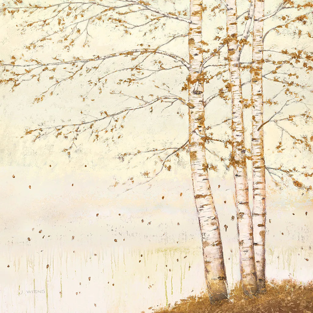Golden Birch II Off White by James Wiens. SKU 28715a. Archival Giclee Fine art print for wall decor.