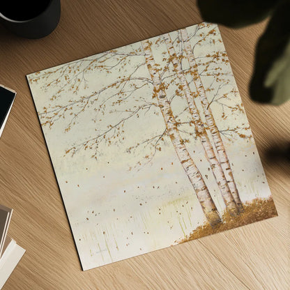 Golden Birch II Off White by James Wiens. Shown as a detailed flat fine art print, highlighting archival giclee quality. Available as an archival giclee rolled canvas, fine art paper, or poster print. SKU 28715a.