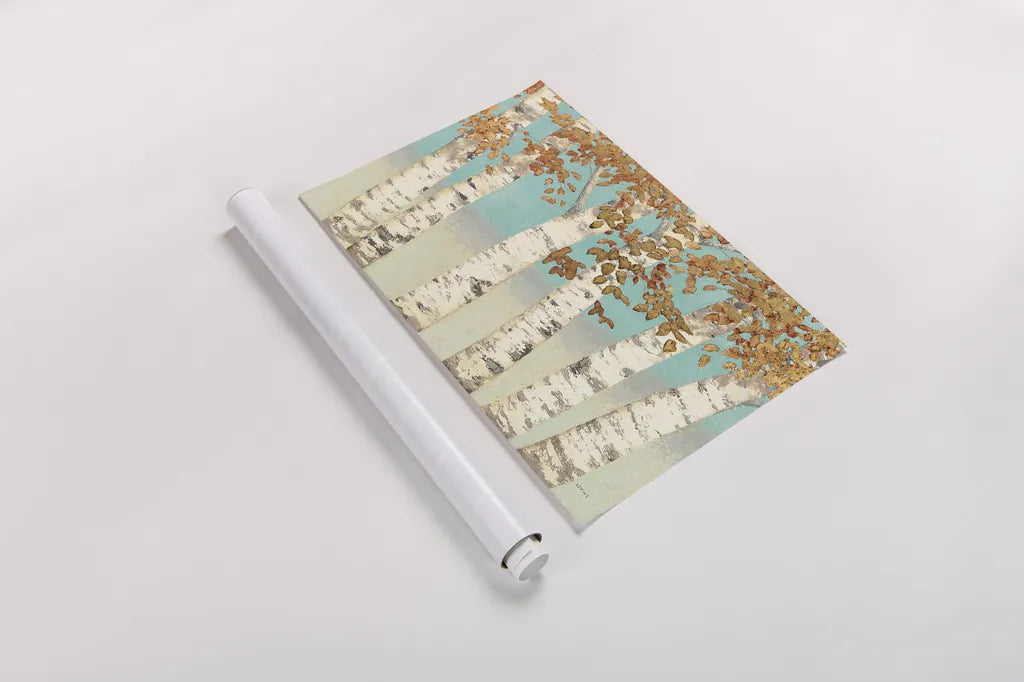 Golden Birches by James Wiens. shown as a rolled paper print. Available as archival giclee rolled canvas, fine art paper, or poster print. SKU 12234i.