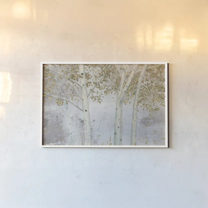 Golden Forest Gray by James Wiens. shown as a paper print in a white frame. Available as a archival giclee rolled canvas, fine art paper, or poster print. SKU 83534i.