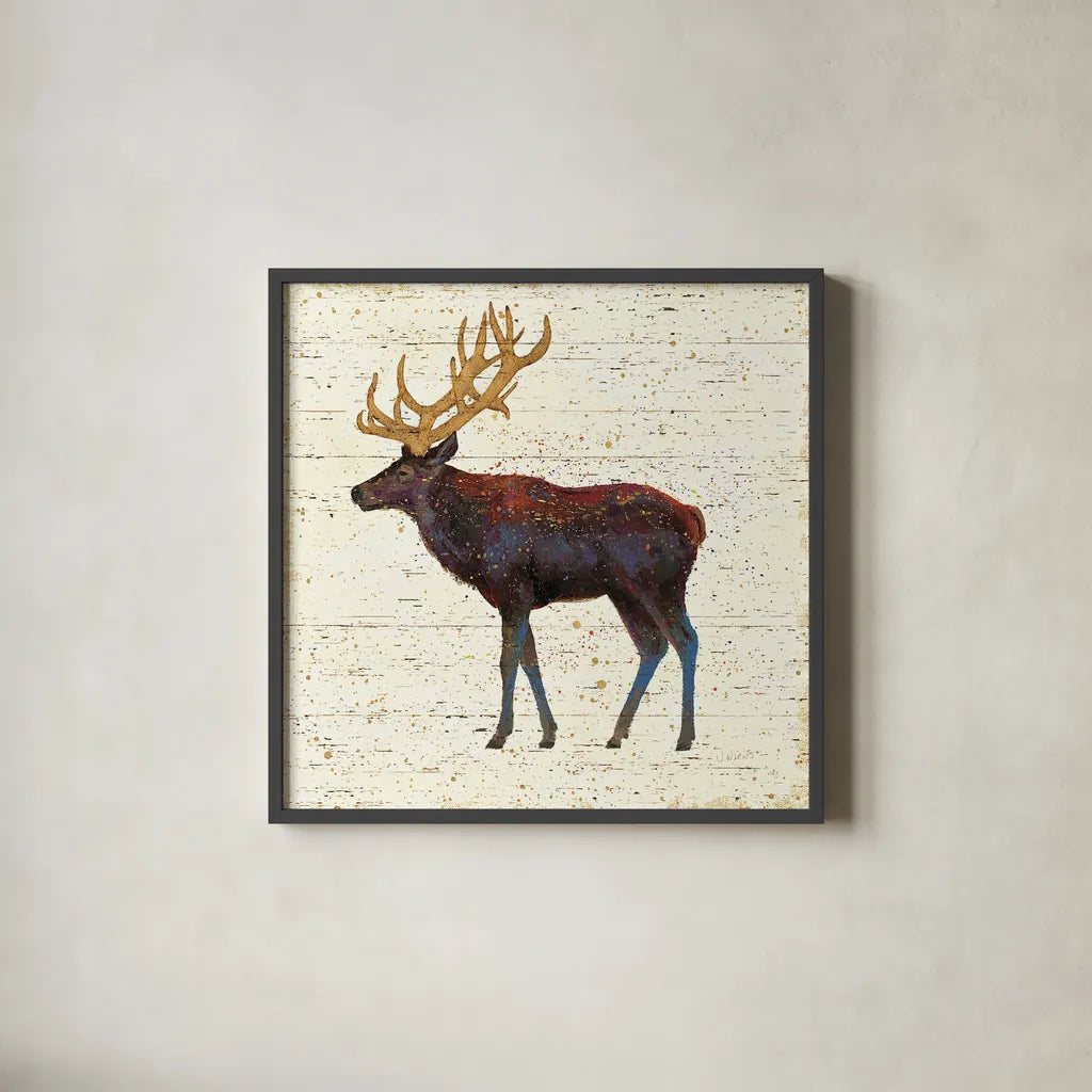 Golden Nature II by James Wiens. Shown in a sleek black glass frame for a contemporary gallery look. Available as an archival giclee rolled canvas, fine art paper, or poster print. SKU 17232a.