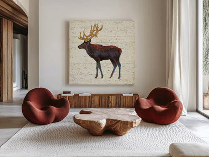 Golden Nature II by James Wiens. Shown as extra-large giant wall art in a modern living room. Available as an archival giclee rolled canvas, fine art paper, or poster print. SKU 17232a.