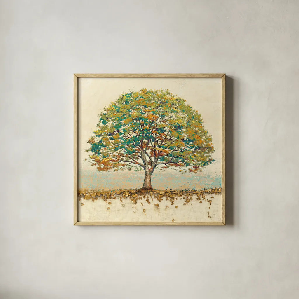 Golden Oak Spice by James Wiens. Shown in a natural wood glass frame for a timeless modern aesthetic. Available as an archival giclee rolled canvas, fine art paper, or poster print. SKU 27536a.