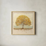 Golden Oak on Canvas by James Wiens. Shown in a natural wood glass frame for a timeless modern aesthetic. Available as an archival giclee rolled canvas, fine art paper, or poster print. SKU 33246a.