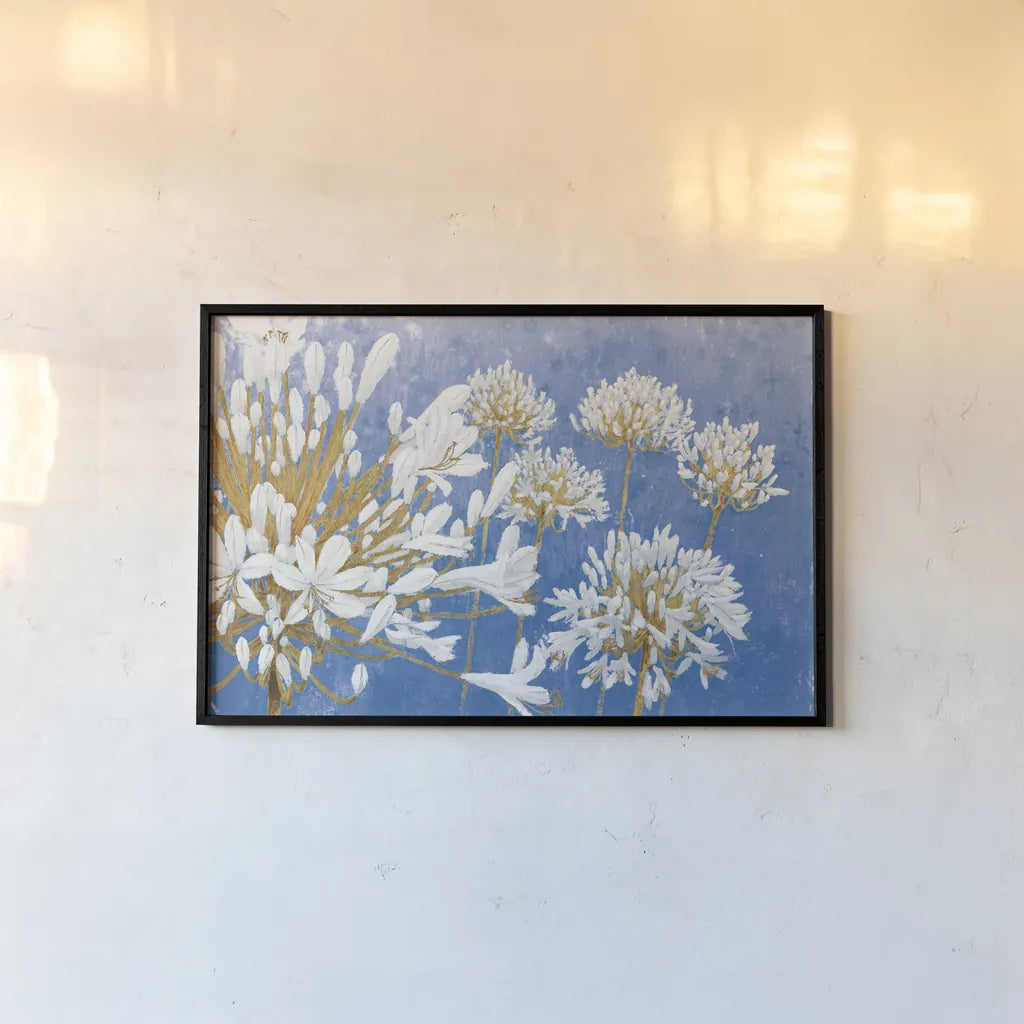 Golden Spring Blue by James Wiens. shown as a paper print in a black flame. Available as a archival giclee rolled canvas, fine art paper, or poster print. SKU 54242i.