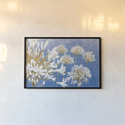 Golden Spring Blue by James Wiens. shown as a paper print in a black flame. Available as a archival giclee rolled canvas, fine art paper, or poster print. SKU 54242i.