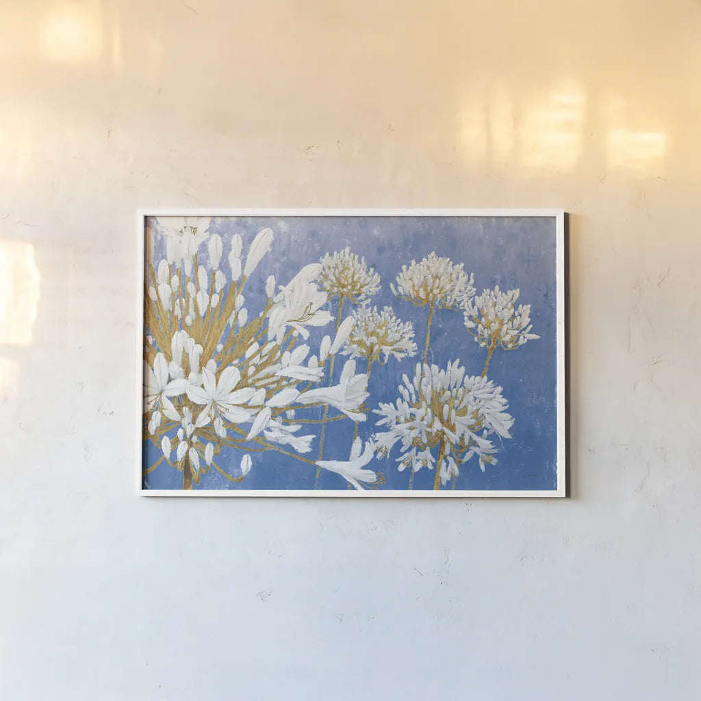 Golden Spring Blue by James Wiens. shown as a paper print in a white frame. Available as a archival giclee rolled canvas, fine art paper, or poster print. SKU 54242i.