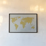 Golden World by James Wiens. shown as a paper print in a black flame. Available as a archival giclee rolled canvas, fine art paper, or poster print. SKU 69550i.