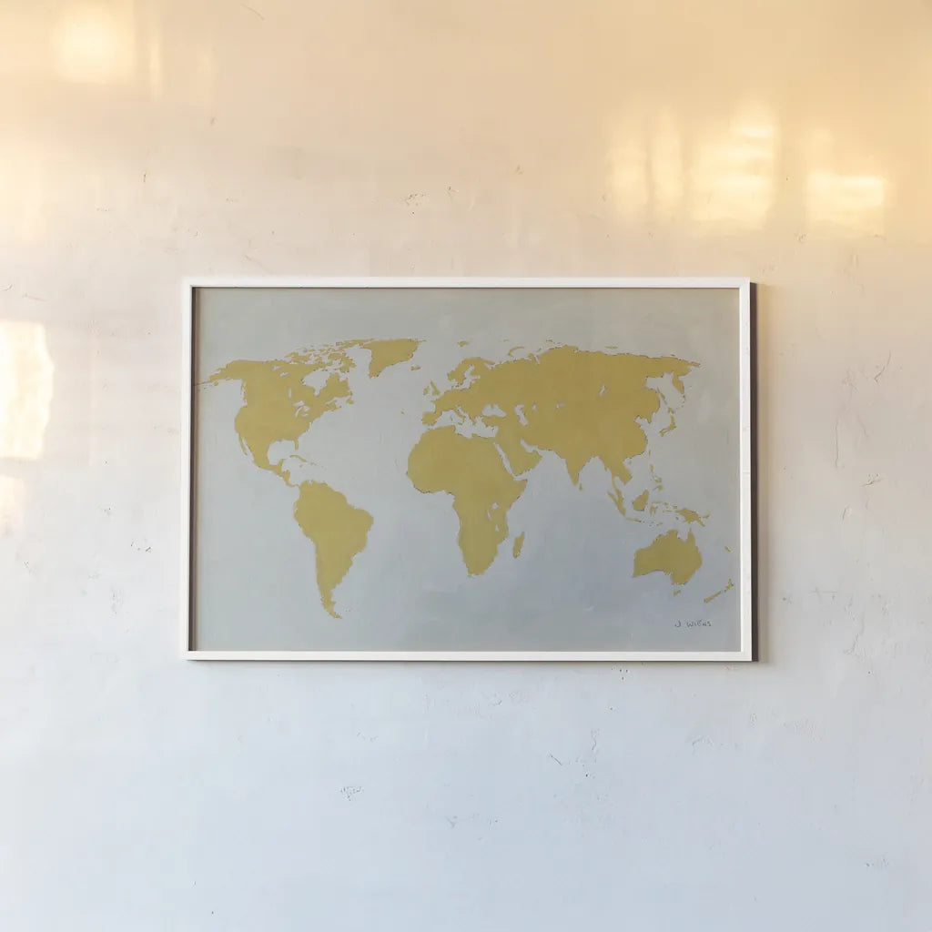Golden World by James Wiens. shown as a paper print in a white frame. Available as a archival giclee rolled canvas, fine art paper, or poster print. SKU 69550i.