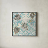 Gracefully Blue I by James Wiens. Shown in a sleek black glass frame for a contemporary gallery look. Available as an archival giclee rolled canvas, fine art paper, or poster print. SKU 38341a.