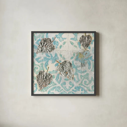 Gracefully Blue I by James Wiens. Shown in a sleek black glass frame for a contemporary gallery look. Available as an archival giclee rolled canvas, fine art paper, or poster print. SKU 38341a.