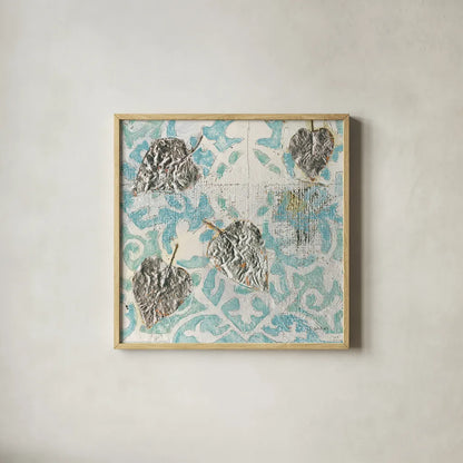 Gracefully Blue I by James Wiens. Shown in a natural wood glass frame for a timeless modern aesthetic. Available as an archival giclee rolled canvas, fine art paper, or poster print. SKU 38341a.