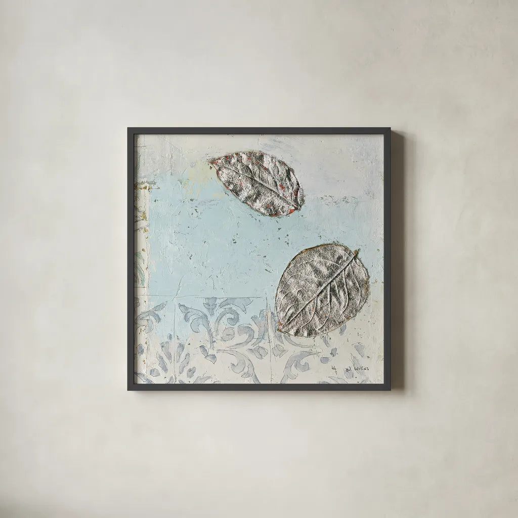 Gracefully Blue II by James Wiens. Shown in a sleek black glass frame for a contemporary gallery look. Available as an archival giclee rolled canvas, fine art paper, or poster print. SKU 38342a.