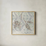 Gracefully Blue III by James Wiens. Shown in a natural wood glass frame for a timeless modern aesthetic. Available as an archival giclee rolled canvas, fine art paper, or poster print. SKU 38343a.