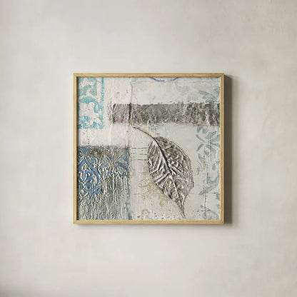 Gracefully Blue IV by James Wiens. Shown in a natural wood glass frame for a timeless modern aesthetic. Available as an archival giclee rolled canvas, fine art paper, or poster print. SKU 38344a.