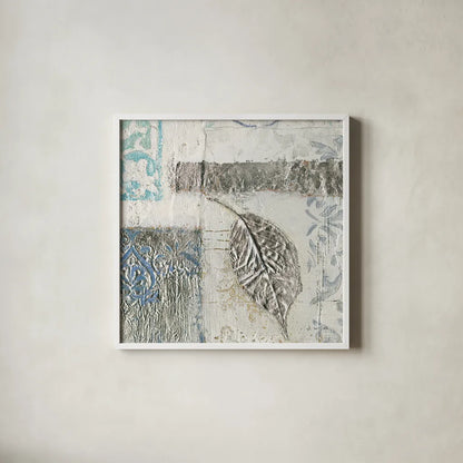 Gracefully Blue IV by James Wiens. Shown in a crisp white glass frame for a clean and minimalist style. Available as an archival giclee rolled canvas, fine art paper, or poster print. SKU 38344a.