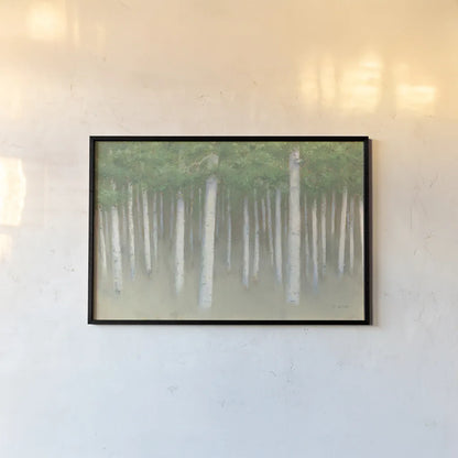 Green Forest Hues I by James Wiens. shown as a paper print in a black flame. Available as a archival giclee rolled canvas, fine art paper, or poster print. SKU 75173i.