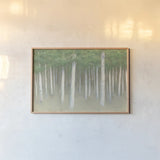 Green Forest Hues I by James Wiens. shown as a paper print in a natural frame. Available as a archival giclee rolled canvas, fine art paper, or poster print. SKU 75173i.