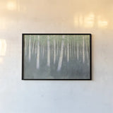 Green Forest Hues II by James Wiens. shown as a paper print in a black flame. Available as a archival giclee rolled canvas, fine art paper, or poster print. SKU 75174i.