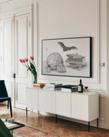 Halloween Treats II by James Wiens. shown as a framed stretched canvas in a living room above a console. Available as a archival giclee rolled canvas, fine art paper, or poster print. SKU 78885i.