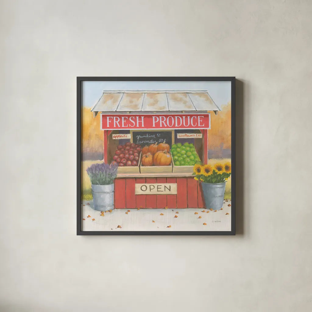 Heartland Harvest Moments II by James Wiens. Shown in a sleek black glass frame for a contemporary gallery look. Available as an archival giclee rolled canvas, fine art paper, or poster print. SKU 41538a.
