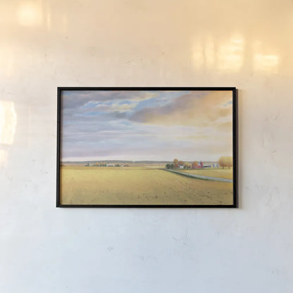 Heartland Landscape by James Wiens. shown as a paper print in a black flame. Available as a archival giclee rolled canvas, fine art paper, or poster print. SKU 30854i.