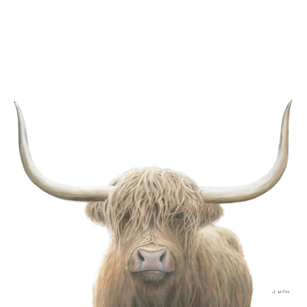 Highland Cow Sepia Sq by James Wiens. SKU 50231a. Archival Giclee Fine art print for wall decor.
